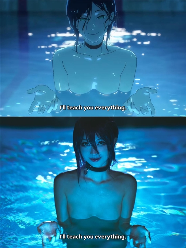 想成为电次！ 美女coser还原《电锯人 蕾塞篇》泳池名场面